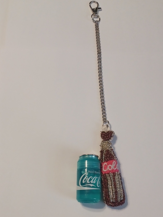 Coca Cola Accessories - Coca-Cola Beaded Bottle Keychain with Mini Can Lip Gloss